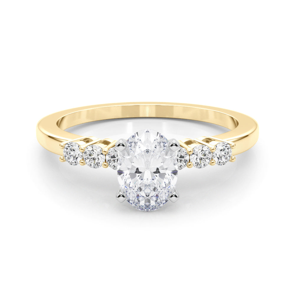 Elegant 6 Stone Remount Round Diamond Engagement Ring in 10K/14K gold and platinum with certified lab-grown or natural diamonds
