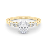 Elegant 6 Stone Remount Round Diamond Engagement Ring in 10K/14K gold and platinum with certified lab-grown or natural diamonds