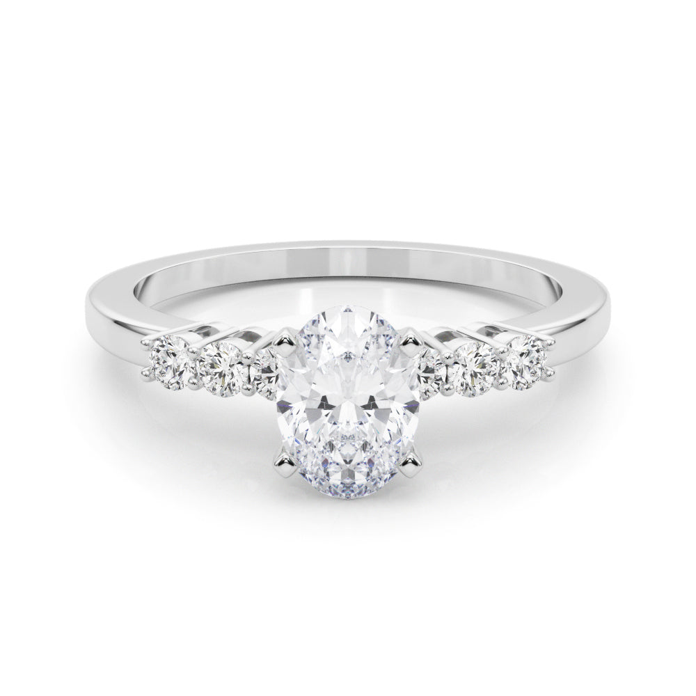 Elegant 6 Stone Remount Round Diamond Engagement Ring in 10K/14K gold and platinum with certified lab-grown or natural diamonds