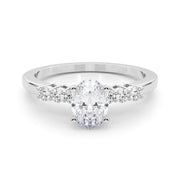 Elegant 6 Stone Remount Round Diamond Engagement Ring in 10K/14K gold and platinum with certified lab-grown or natural diamonds