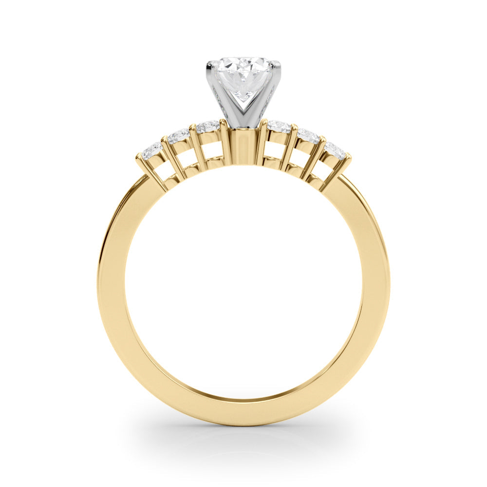 Elegant 6 Stone Remount Round Diamond Engagement Ring in 10K/14K gold and platinum with certified lab-grown or natural diamonds