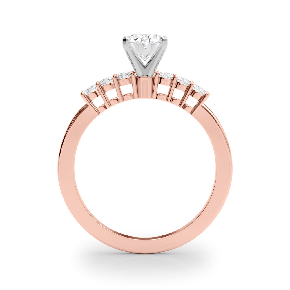 Elegant 6 Stone Remount Round Diamond Engagement Ring in 10K/14K gold and platinum with certified lab-grown or natural diamonds