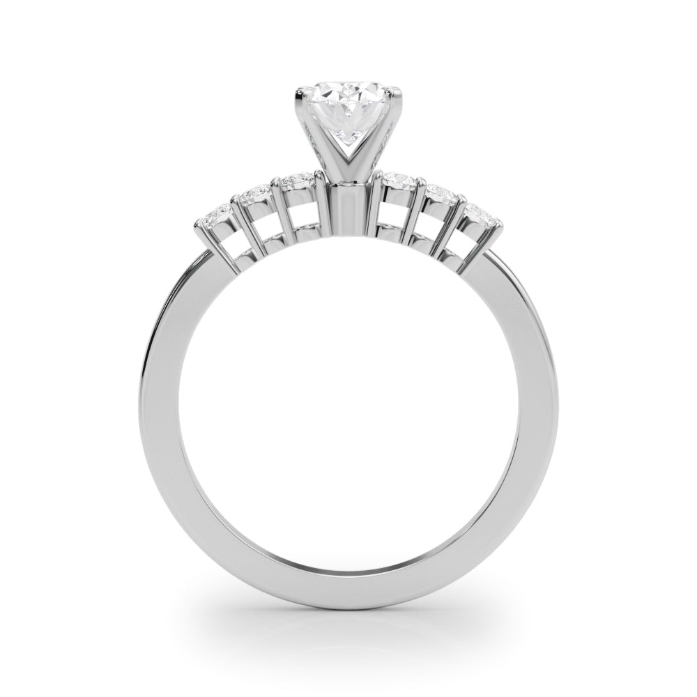 Elegant 6 Stone Remount Round Diamond Engagement Ring in 10K/14K gold and platinum with certified lab-grown or natural diamonds
