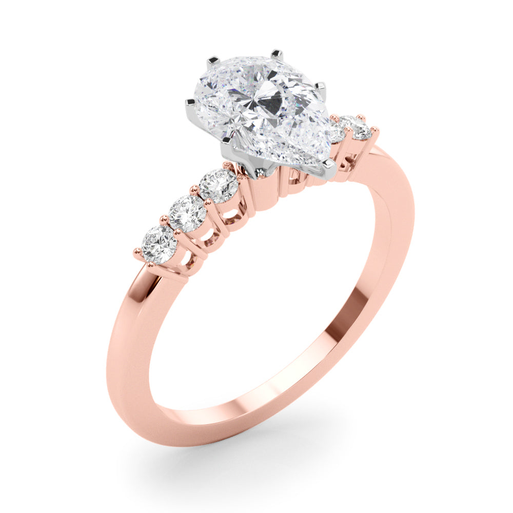 Elegant 6 Stone Remount Round Diamond Engagement Ring in 10K/14K gold and platinum with certified lab-grown or natural diamonds
