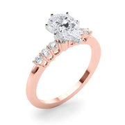 Elegant 6 Stone Remount Round Diamond Engagement Ring in 10K/14K gold and platinum with certified lab-grown or natural diamonds