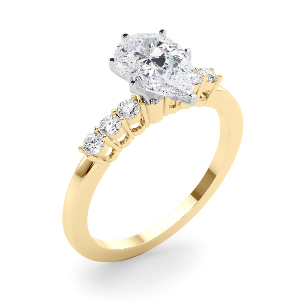 Elegant 6 Stone Remount Round Diamond Engagement Ring in 10K/14K gold and platinum with certified lab-grown or natural diamonds