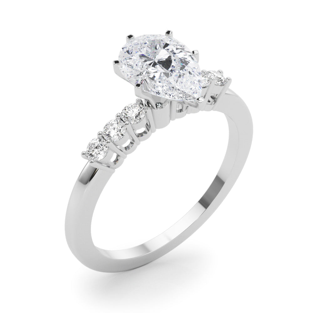 Elegant 6 Stone Remount Round Diamond Engagement Ring in 10K/14K gold and platinum with certified lab-grown or natural diamonds