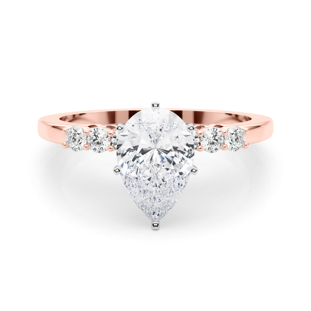 Elegant 6 Stone Remount Round Diamond Engagement Ring in 10K/14K gold and platinum with certified lab-grown or natural diamonds