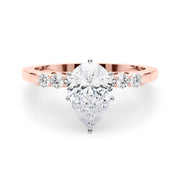 Elegant 6 Stone Remount Round Diamond Engagement Ring in 10K/14K gold and platinum with certified lab-grown or natural diamonds