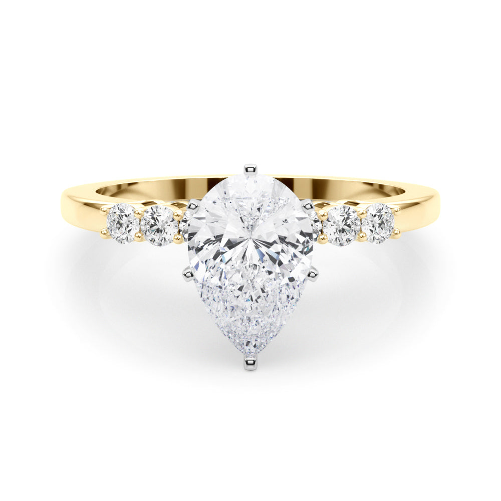 Elegant 6 Stone Remount Round Diamond Engagement Ring in 10K/14K gold and platinum with certified lab-grown or natural diamonds