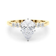 Elegant 6 Stone Remount Round Diamond Engagement Ring in 10K/14K gold and platinum with certified lab-grown or natural diamonds