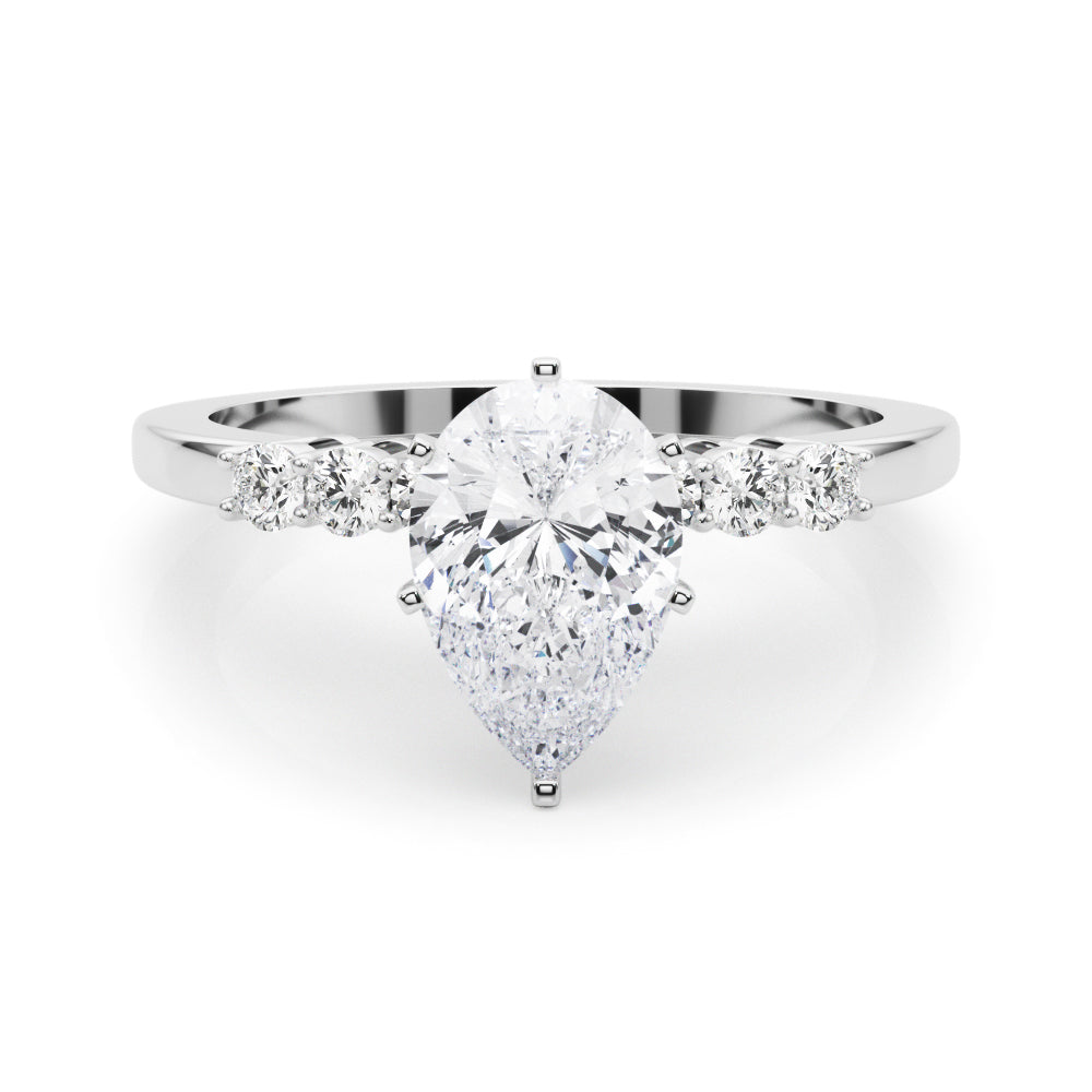 Elegant 6 Stone Remount Round Diamond Engagement Ring in 10K/14K gold and platinum with certified lab-grown or natural diamonds