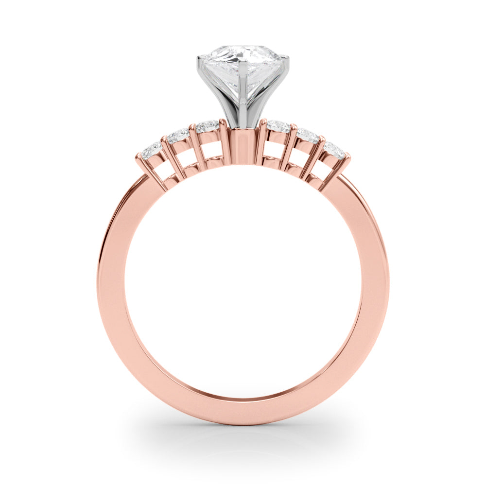 Elegant 6 Stone Remount Round Diamond Engagement Ring in 10K/14K gold and platinum with certified lab-grown or natural diamonds