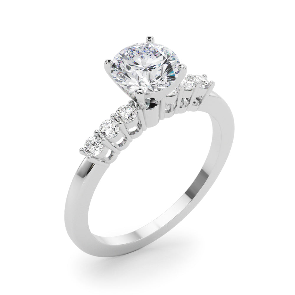 Elegant 6 Stone Remount Round Diamond Engagement Ring in 10K/14K gold and platinum with certified lab-grown or natural diamonds