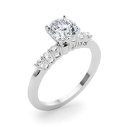 Elegant 6 Stone Remount Round Diamond Engagement Ring in 10K/14K gold and platinum with certified lab-grown or natural diamonds