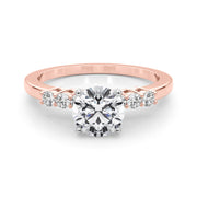 Elegant 6 Stone Remount Round Diamond Engagement Ring in 10K/14K gold and platinum with certified lab-grown or natural diamonds
