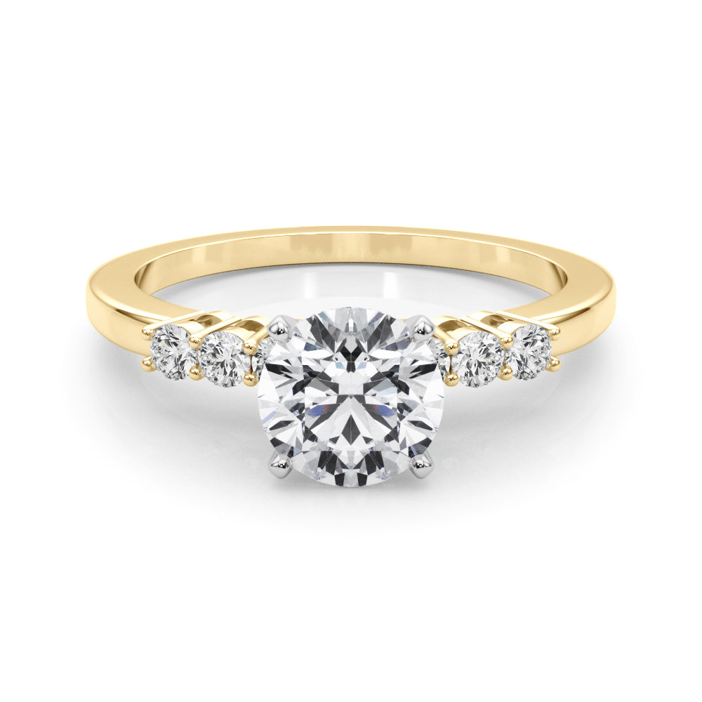 Elegant 6 Stone Remount Round Diamond Engagement Ring in 10K/14K gold and platinum with certified lab-grown or natural diamonds