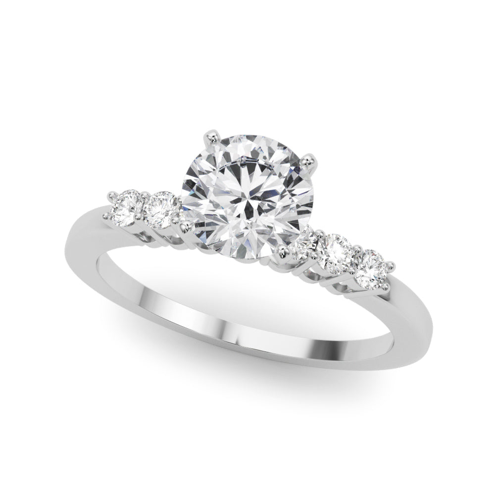 Elegant 6 Stone Remount Round Diamond Engagement Ring in 10K/14K gold and platinum with certified lab-grown or natural diamonds
