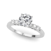 Elegant 6 Stone Remount Round Diamond Engagement Ring in 10K/14K gold and platinum with certified lab-grown or natural diamonds
