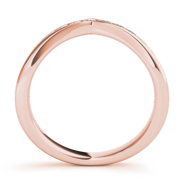 Curved Bands Half Eternity Ring in Gold & Platinum