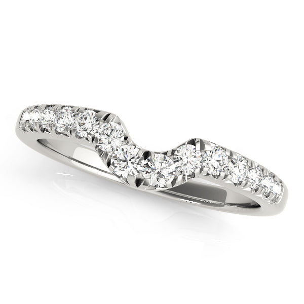 Single Row French-Cut Curved Half Eternity Ring in 10K/14K gold and platinum with certified lab-grown or natural diamonds