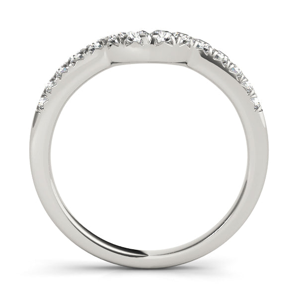 Single Row French-Cut Curved Half Eternity Ring in Gold & Platinum