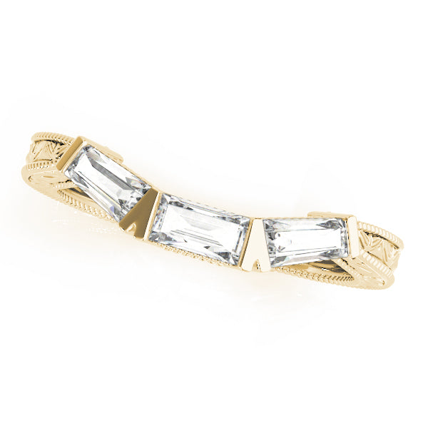 Fancy Baguette Filigree Half Eternity Ring in 10K/14K gold and platinum with certified lab-grown or natural diamonds