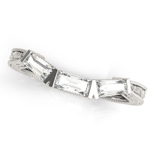 Fancy Baguette Filigree Half Eternity Ring in Gold & Platinum