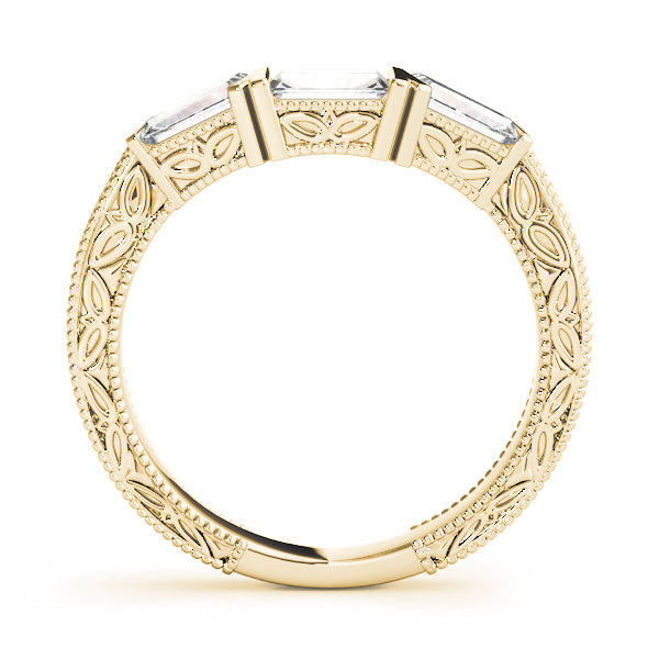 Fancy Baguette Filigree Half Eternity Ring in Gold & Platinum