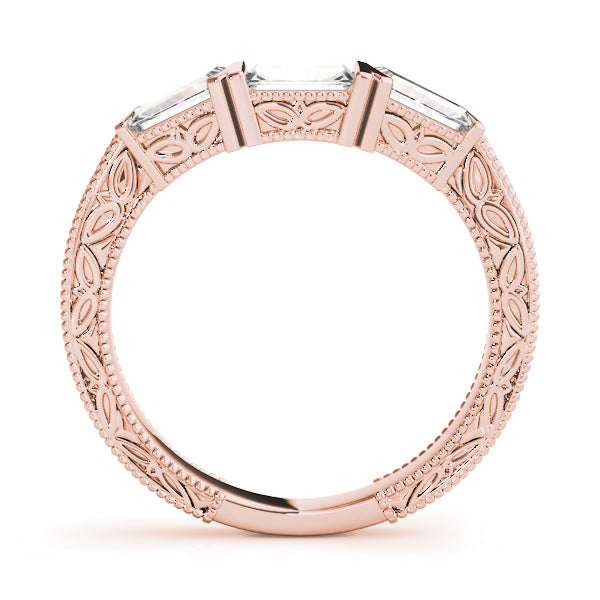 Fancy Baguette Filigree Half Eternity Ring in Gold & Platinum