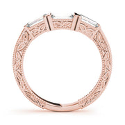 Fancy Baguette Filigree Half Eternity Ring in Gold & Platinum