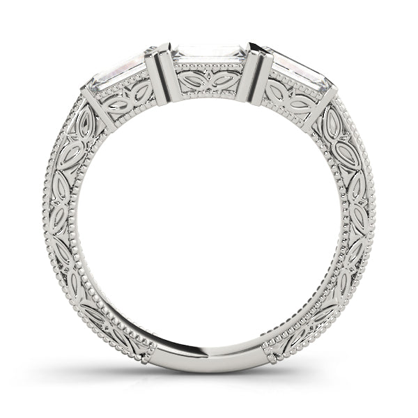 Fancy Baguette Filigree Half Eternity Ring in Gold & Platinum