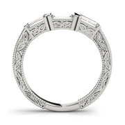 Fancy Baguette Filigree Half Eternity Ring in Gold & Platinum