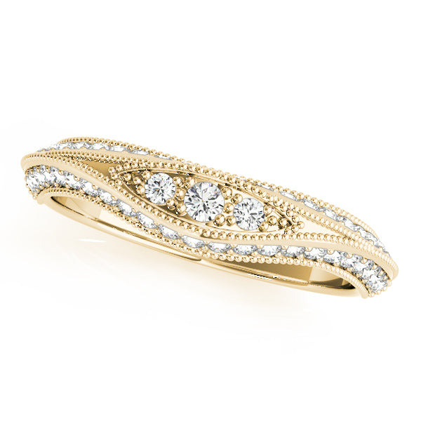 Vintage-Inspired Curved Half Eternity Ring in 10K/14K gold and platinum with certified lab-grown or natural diamonds