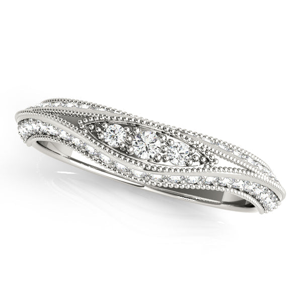 Vintage-Inspired Curved Half Eternity Ring in Gold & Platinum