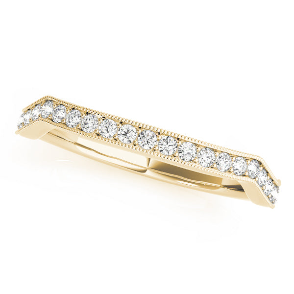 Curved Milgrain Half Eternity Ring in 10K/14K gold and platinum with certified lab-grown or natural diamonds