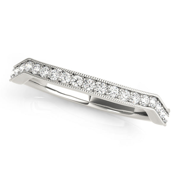 Curved Milgrain Half Eternity Ring in Gold & Platinum