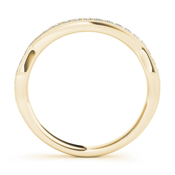 Curved Milgrain Half Eternity Ring in Gold & Platinum
