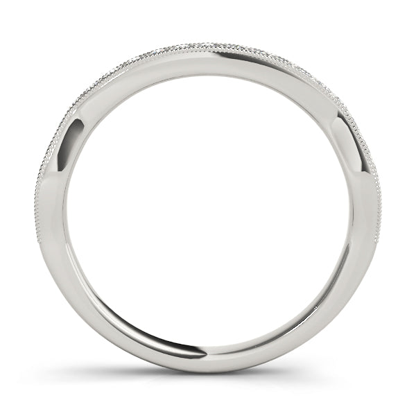 Curved Milgrain Half Eternity Ring in Gold & Platinum