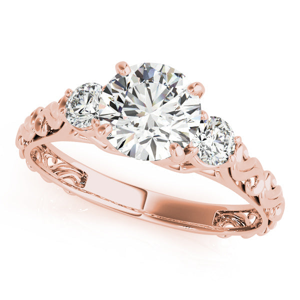 Lab-Grown Diamond Three Stone Round Cut 4 Prong Engagement Ring in 10K/14K gold and platinum with certified lab-grown or natural diamonds