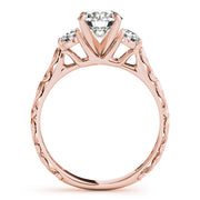 Lab-Grown Diamond Three Stone Round Cut 4 Prong Engagement Ring in 10K/14K gold and platinum with certified lab-grown or natural diamonds