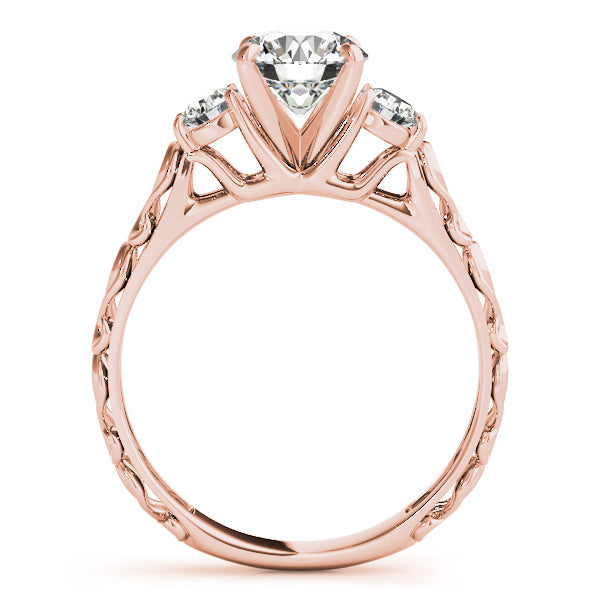 Lab-Grown Diamond Three Stone Round Cut 4 Prong Engagement Ring in 10K/14K gold and platinum with certified lab-grown or natural diamonds
