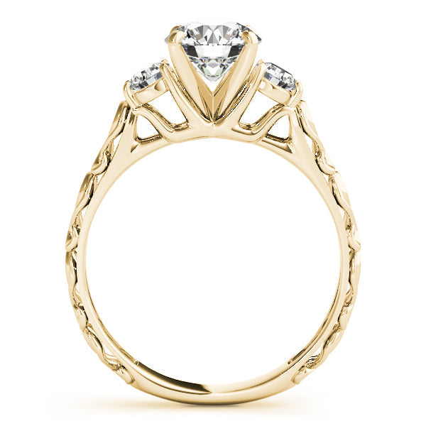 Lab-Grown Diamond Three Stone Round Cut 4 Prong Engagement Ring in 10K/14K gold and platinum with certified lab-grown or natural diamonds