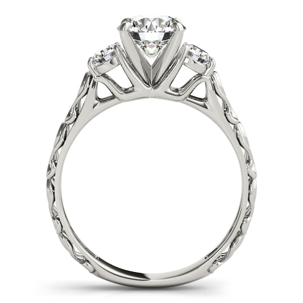 Lab-Grown Diamond Three Stone Round Cut 4 Prong Engagement Ring in 10K/14K gold and platinum with certified lab-grown or natural diamonds