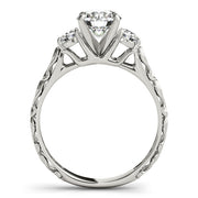 Lab-Grown Diamond Three Stone Round Cut 4 Prong Engagement Ring in 10K/14K gold and platinum with certified lab-grown or natural diamonds