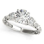 Lab-Grown Diamond Three Stone Round Cut 4 Prong Engagement Ring in 10K/14K gold and platinum with certified lab-grown or natural diamonds