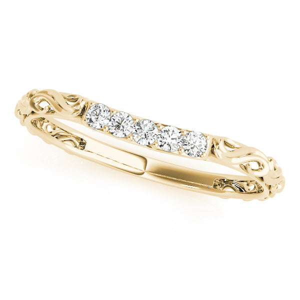Vintage-Inspired Shared Prong Wedding Half Eternity Ring in 10K/14K gold and platinum with certified lab-grown or natural diamonds