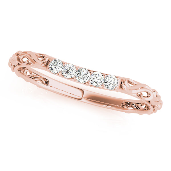 Vintage-Inspired Shared Prong Wedding Half Eternity Ring in Gold & Platinum