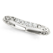 Vintage-Inspired Shared Prong Wedding Half Eternity Ring in Gold & Platinum