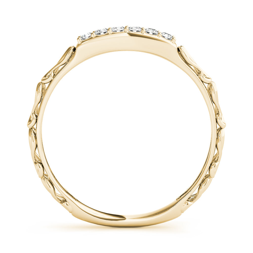 Vintage-Inspired Shared Prong Wedding Half Eternity Ring in Gold & Platinum